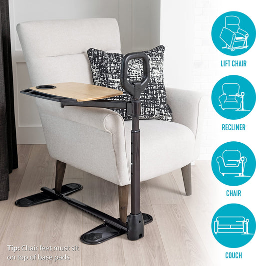 Able Life Tray Table, 360° Swivel Table with Cup Holder, Adjustable Height, Extra Large TV Tray for Eating, Laptop Desk for Couches, Chairs, Recliners, Ergonomic Stand Assist Safety Handle for Elderly