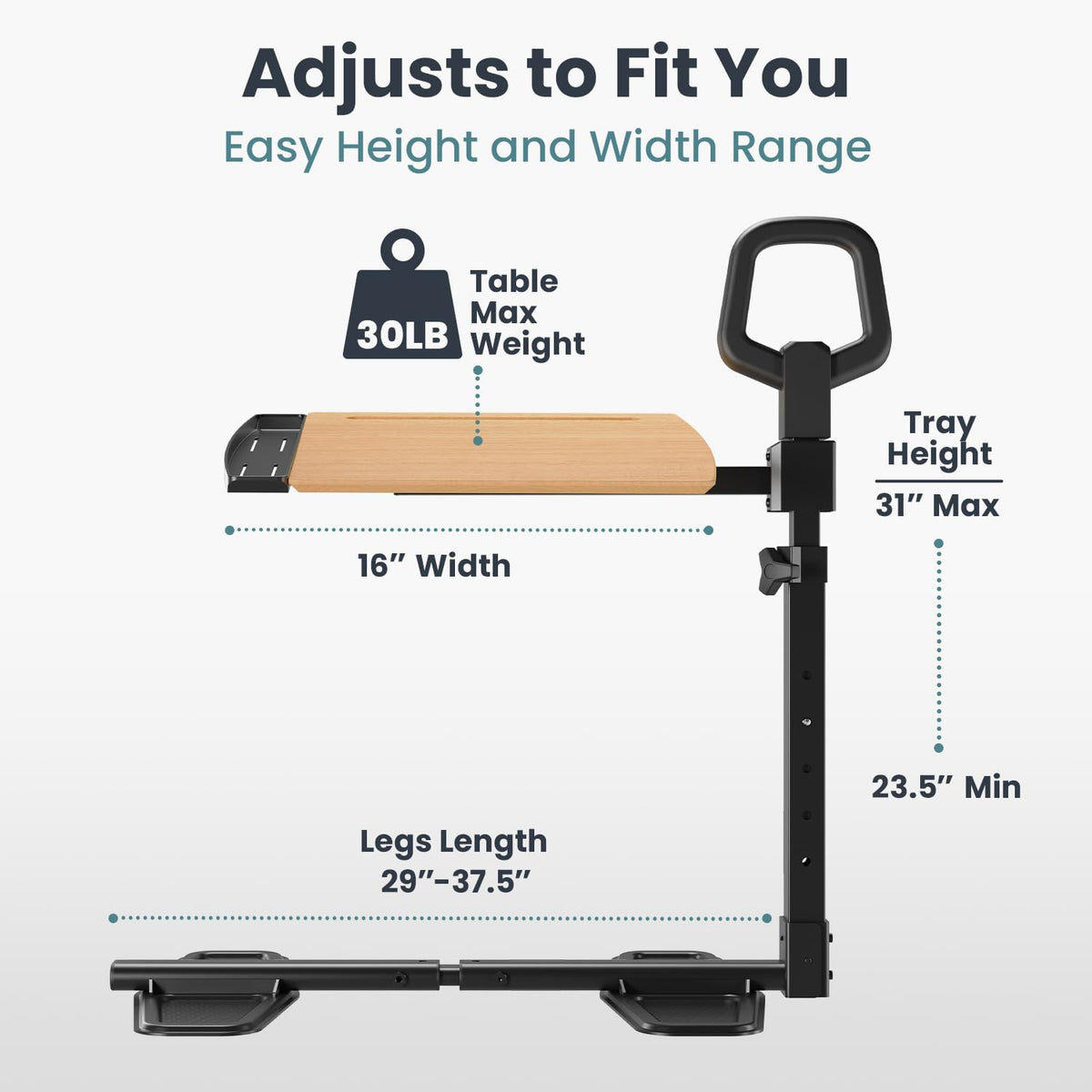 PELEGON Tray Table, 360° Swivel Table for Recliner, Adjustable Height with X-Large Table for Eating and Laptop, TV Trays for Couches & Chairs with Ergonomic Stand Assist Safety Handle for Elderly