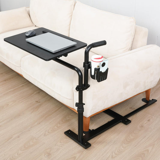 Eizome 23.6"*15.7" Tray Table, 360° Swivel Table for Recliner, Tv Tray with Ergonomic Stand Assist Safety Individually Adjustable Handle, Laptop Desk for Couch, Sofa and Recliner